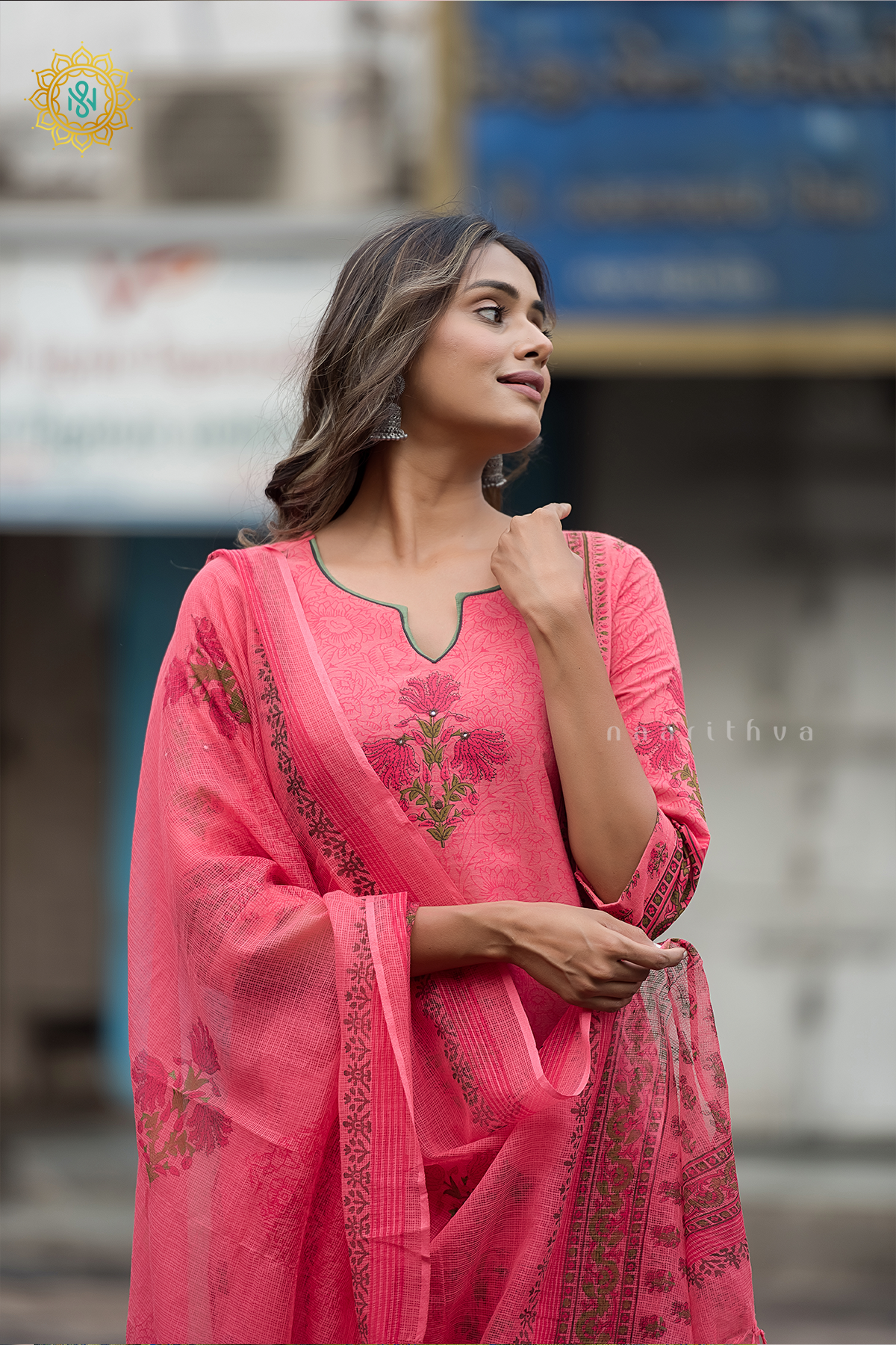 PINK - COTTON 3PC SALWAR SUIT WITH TOP, BOTTOM & DUPATTA