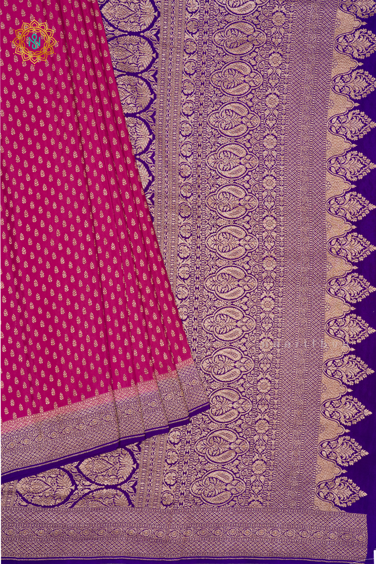 PINK WITH PURPLE - PURE BANARASI CREPE SILK