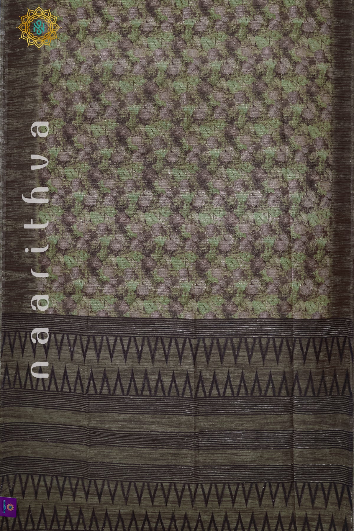 GREEN WITH BLACK - JUTE COTTON