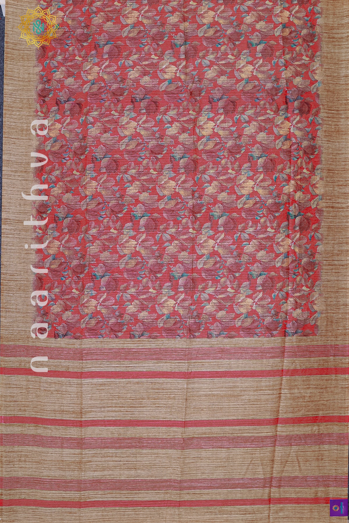 PINK WITH BIEGE - JUTE COTTON