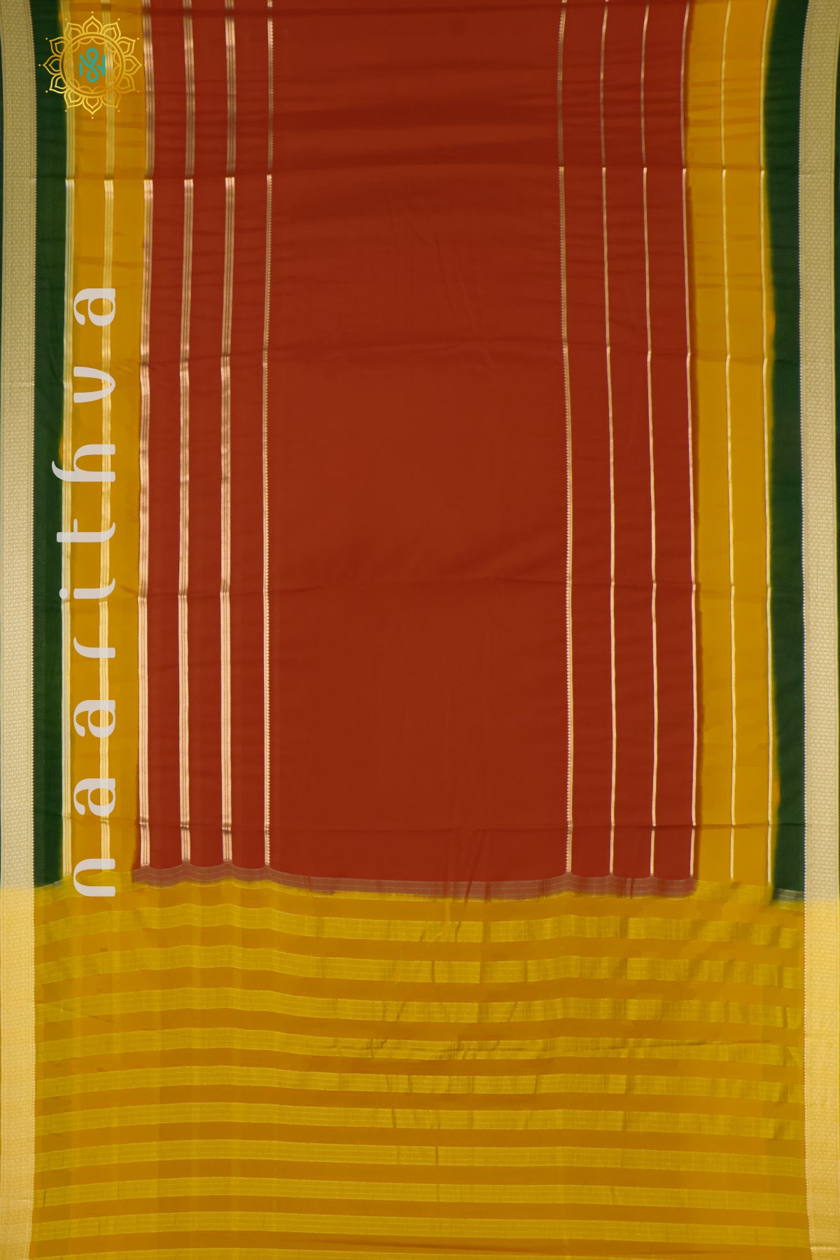 RED WITH YELLOW & GREEN - SEMI MYSORE CREPE SILK