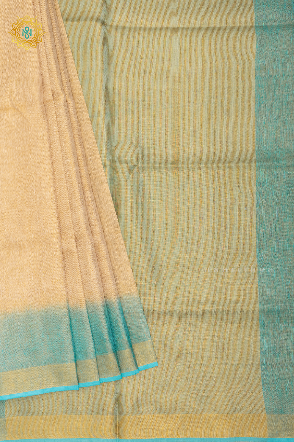 OFF WHITE WITH AQUA GREEN - LINEN TISSUE