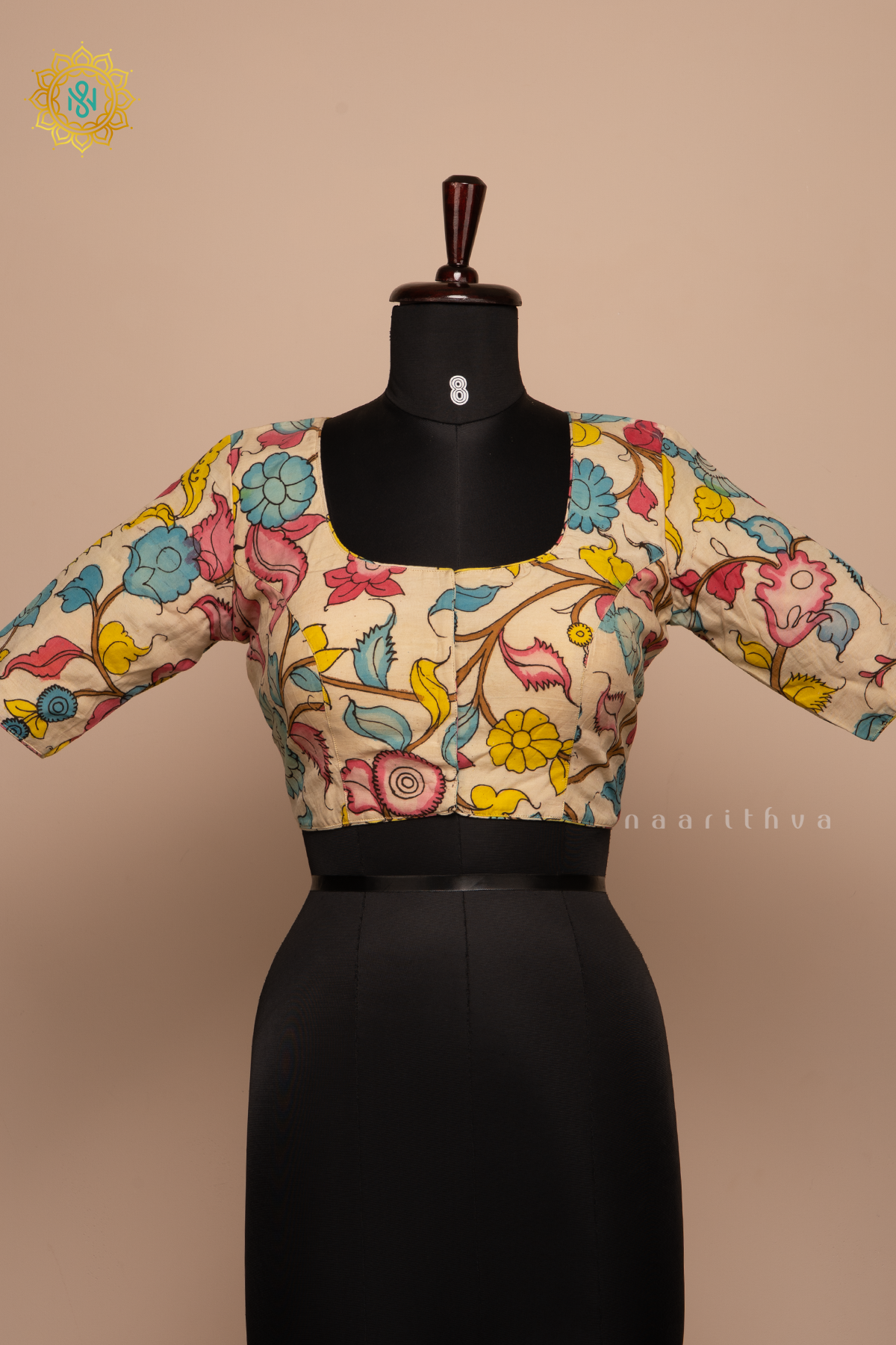Off White - Pure Silk Hand painted Pen kalamkari readymade blouse