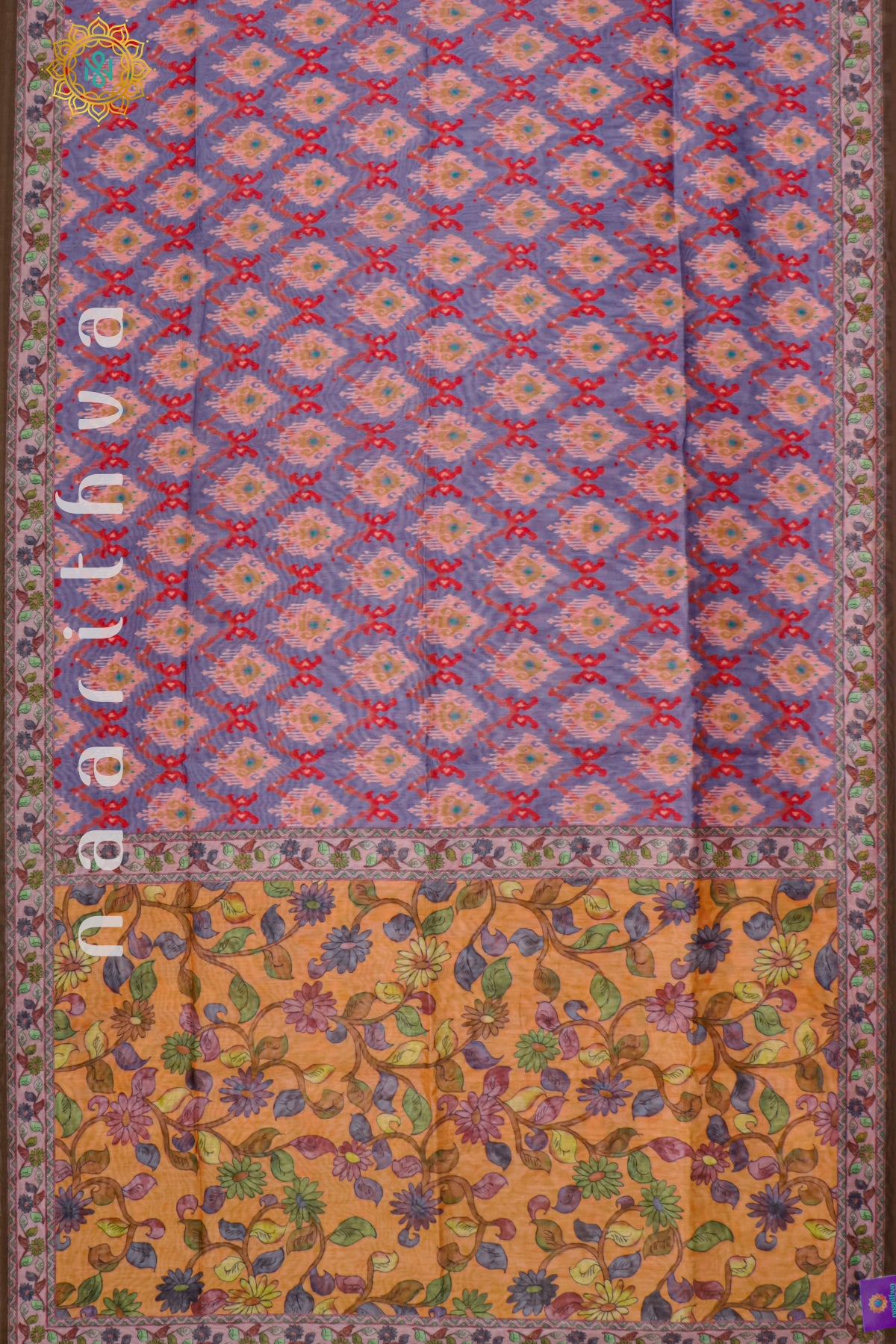 LAVENDER WITH ORANGE - CHANDERI SILK COTTON