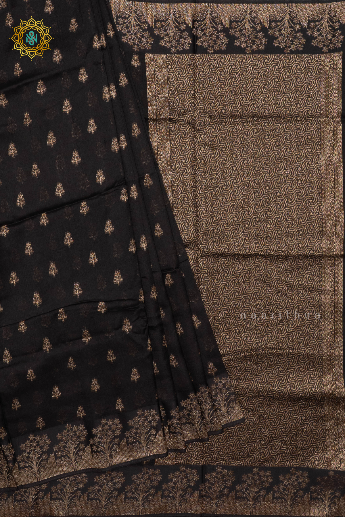 BLACK - SEMI TUSSAR SILK