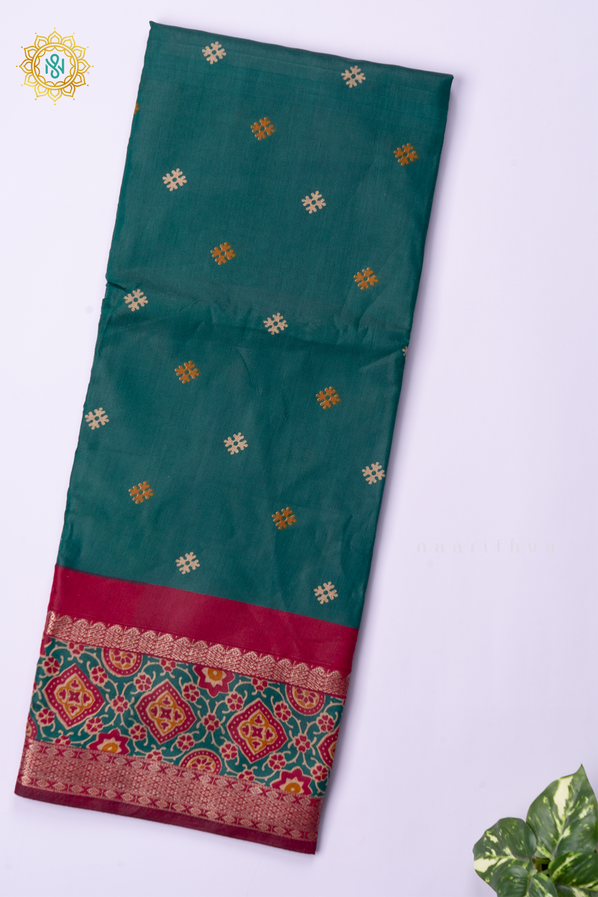 AQUA GREEN WITH MAROON - SOFT COTTON