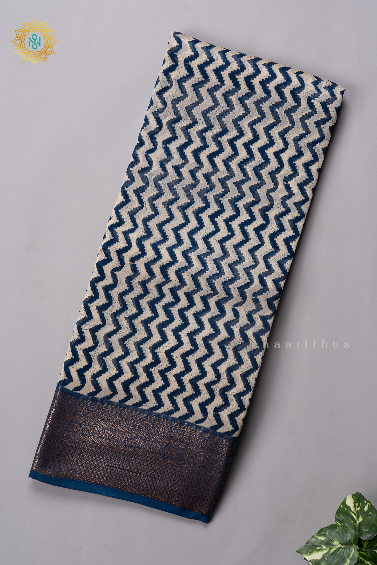 INDIGO WITH RED - CHANDERI SILK COTTON