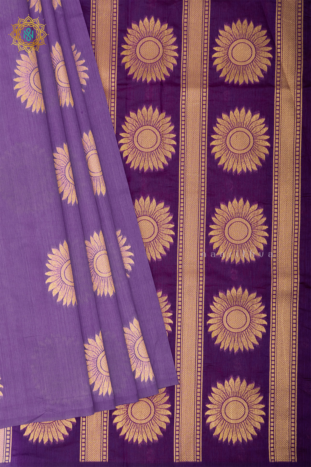 LAVENDER WITH PURPLE - SEMI RAW SILK