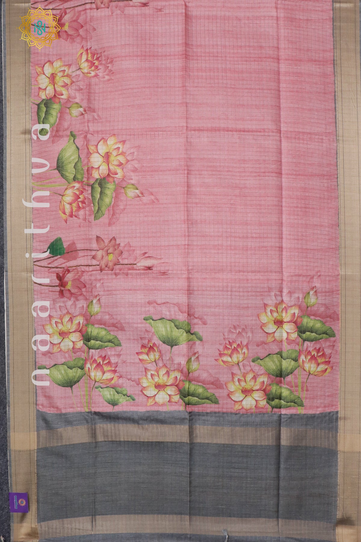 PINK WITH GREY - SLUB COTTON