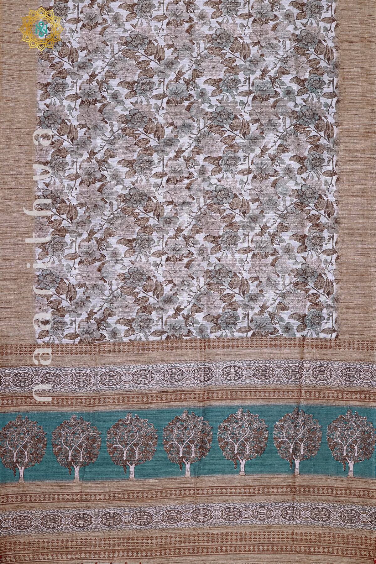 OFF WHITE WITH LIGHT BROWN - JUTE COTTON