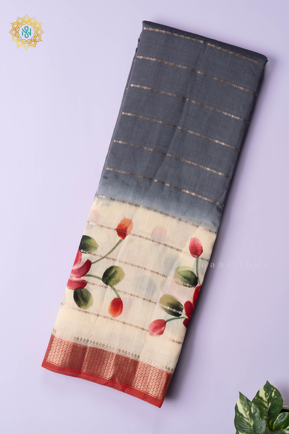 GREY WITH RED - BUTTER CREPE