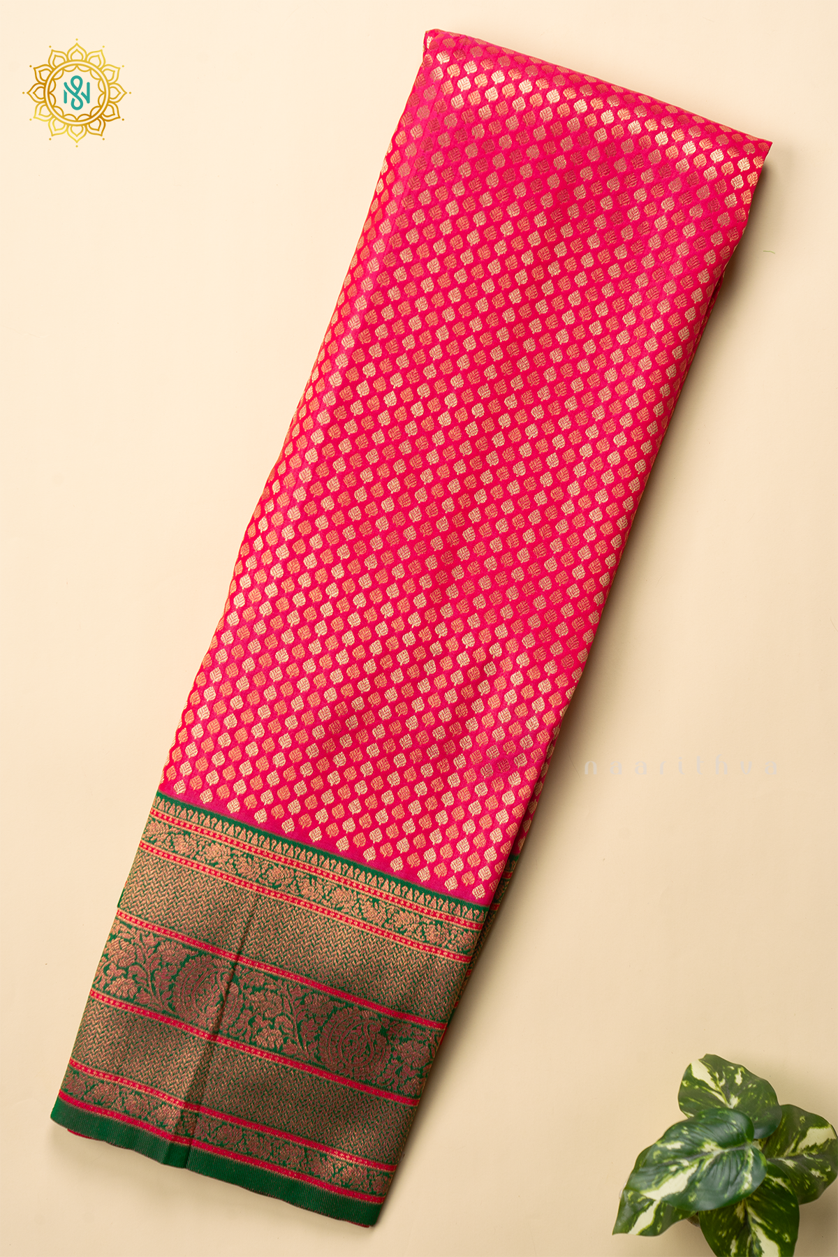 PINK WITH GREEN - SEMI KANCHI