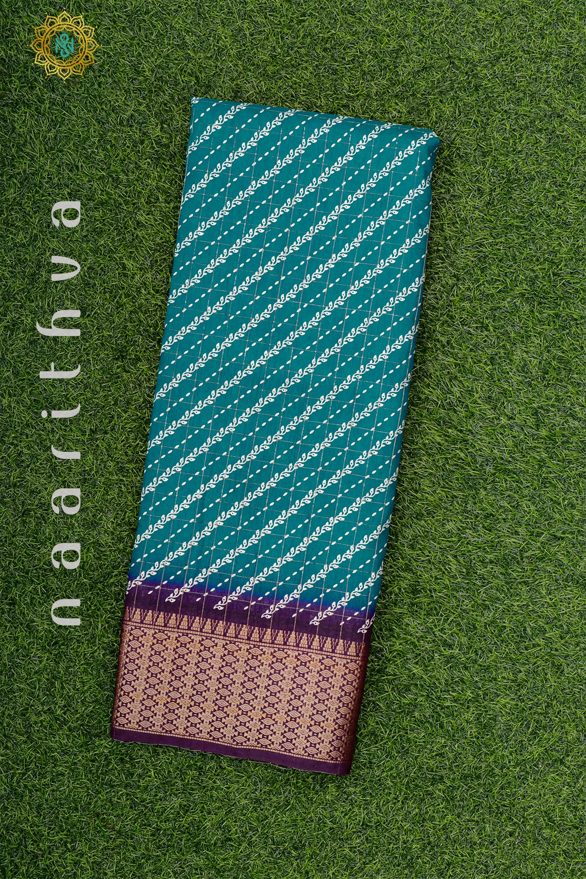 SKY BLUE WITH PURPLE - DOLA SILK