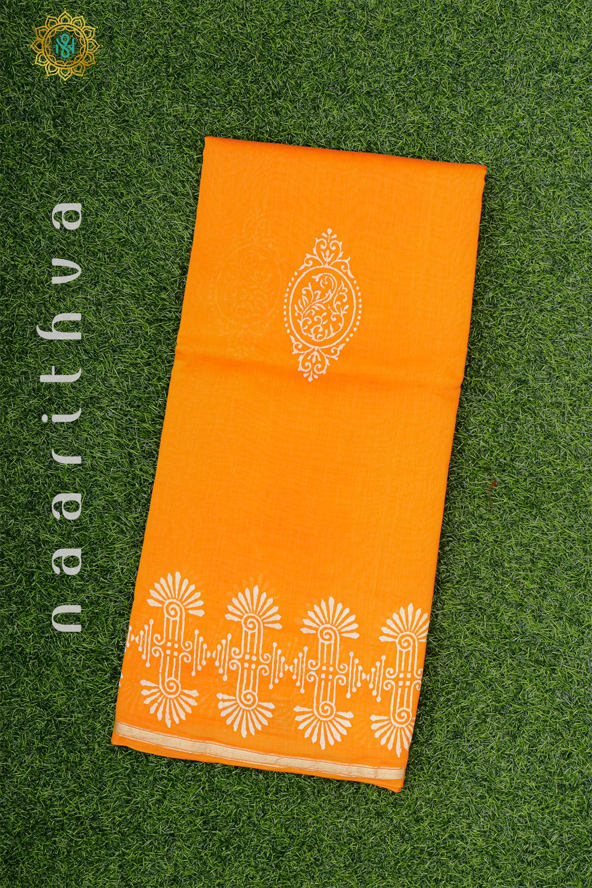 ORANGE - CHANDERI  COTTON