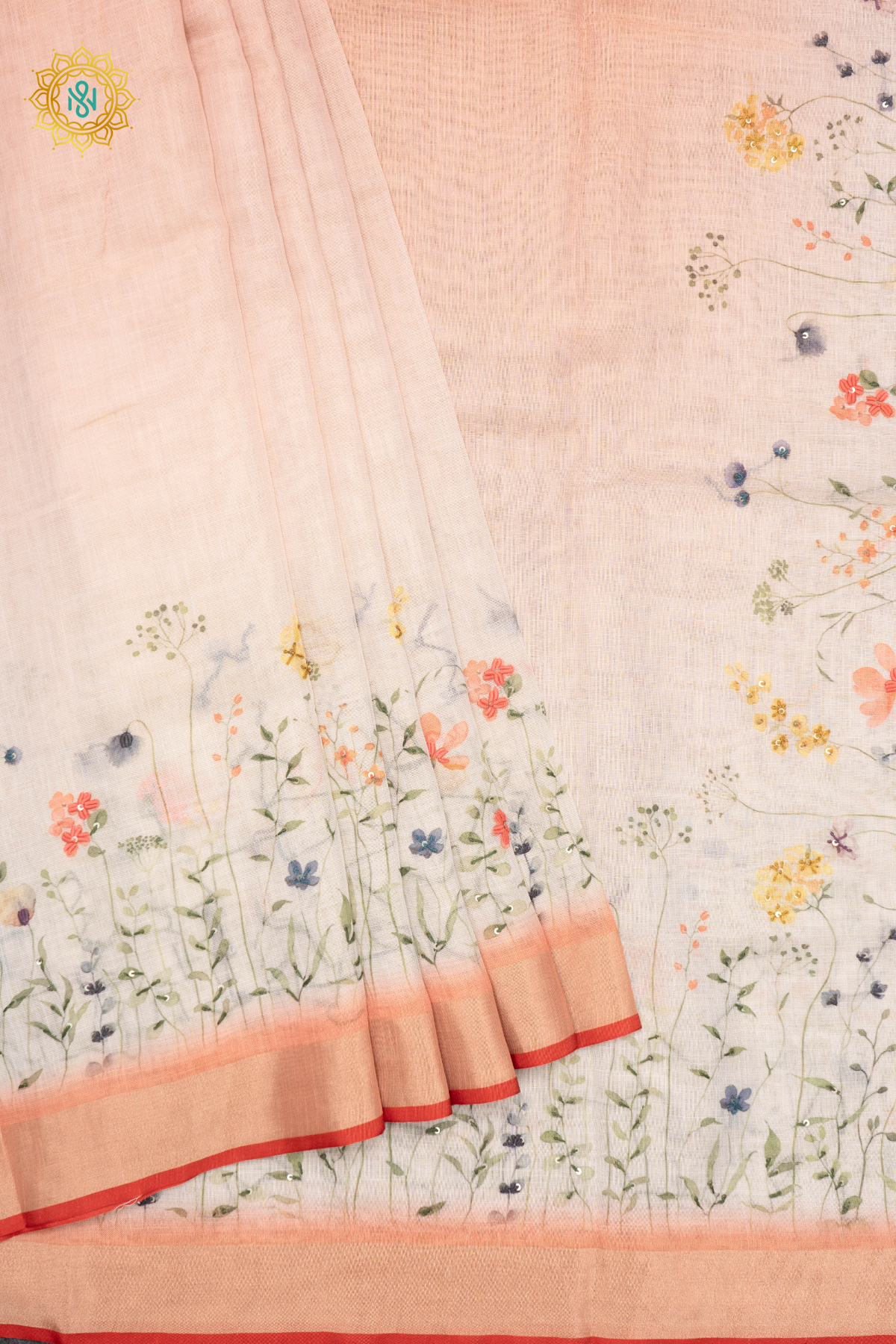 WHITE WITH ORANGE - LINEN TISSUE