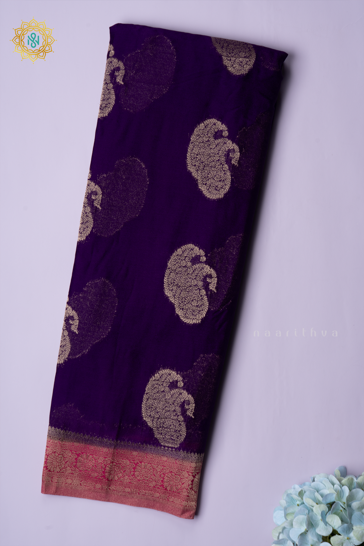 PURPLE WITH PINK - SEMI CREPE GEORGETTE
