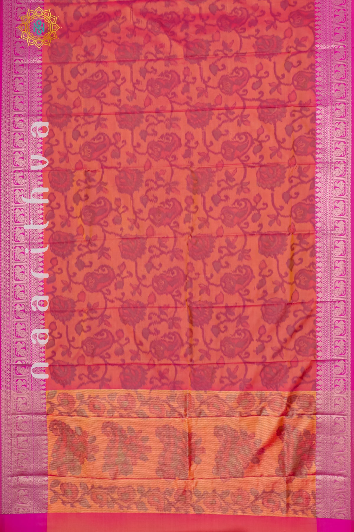 ORANGE WITH PINK - SILK COTTON