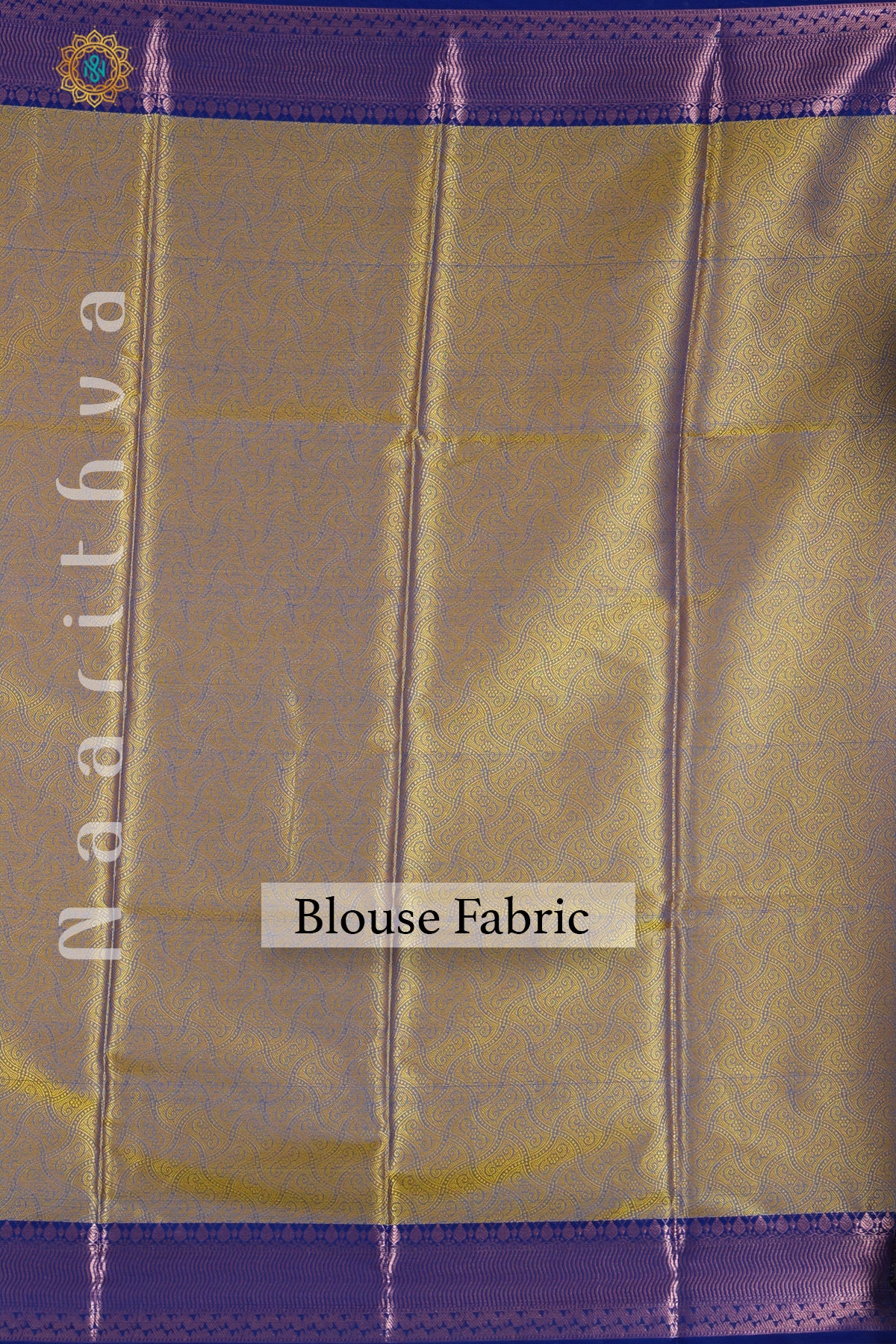 YELLOW WITH BLUE - KORA TANCHOI SILK WITH CONTRAST BORDER