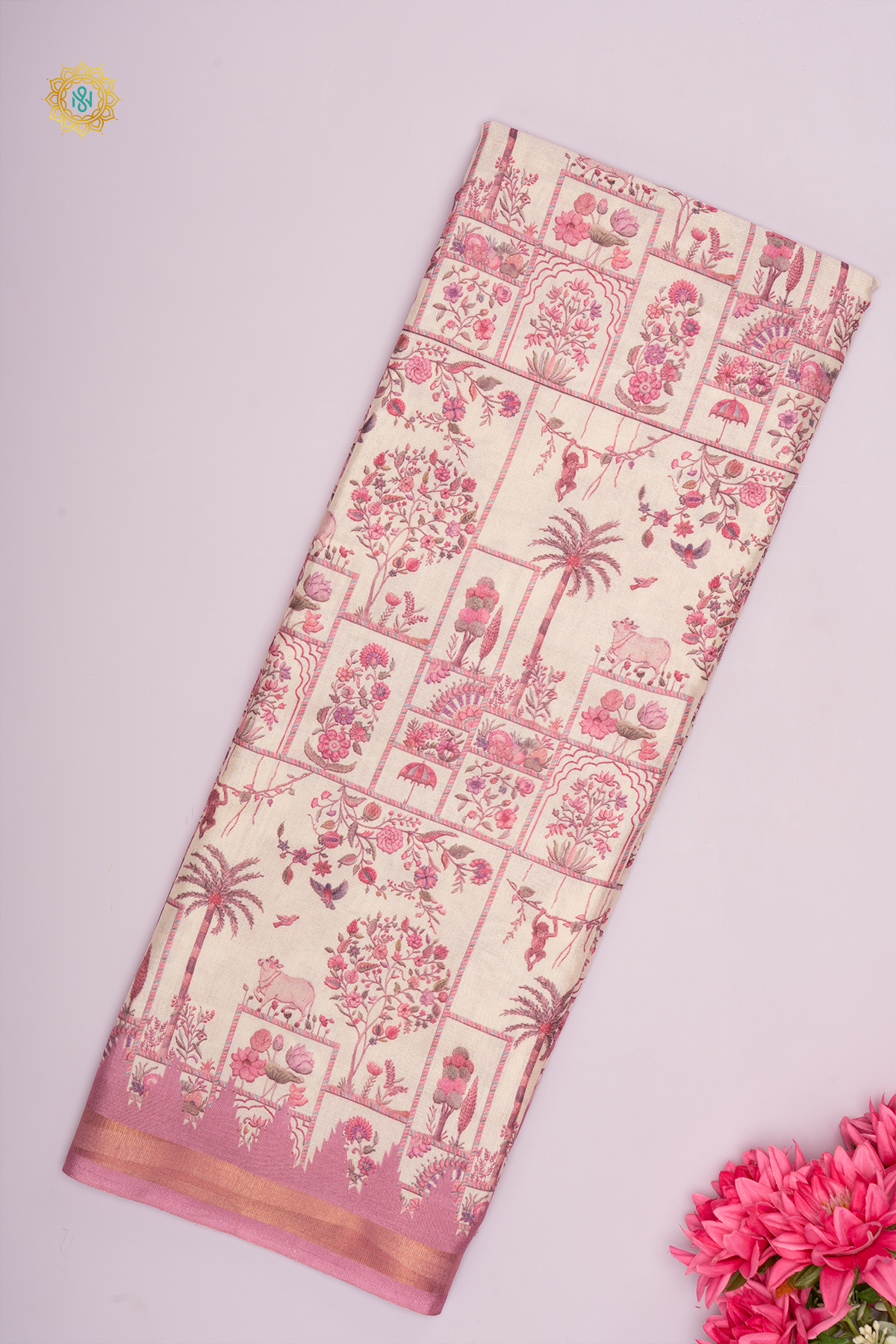 OFF WHITE WITH PEACH - SOFT TUSSAR