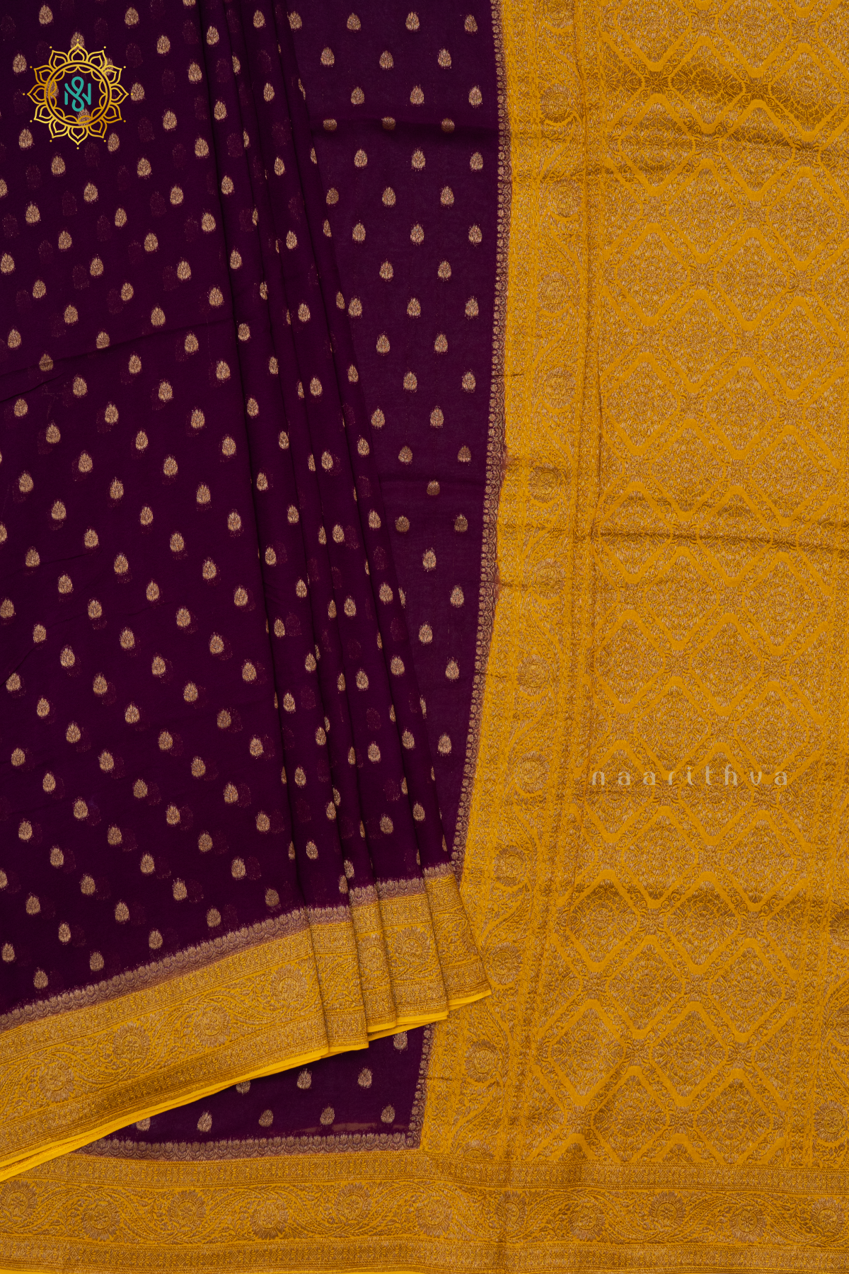 WINE WITH YELLOW - SEMI GEORGETTE