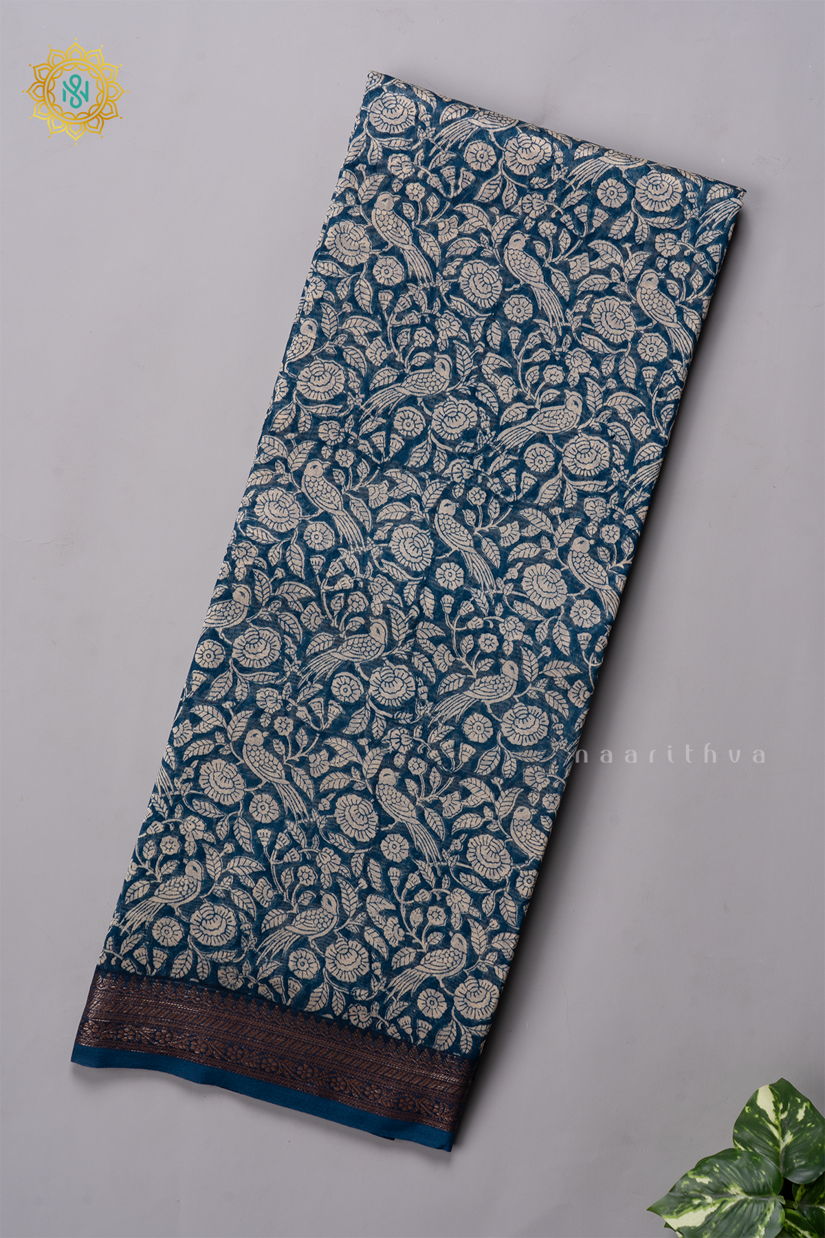 INDIGO WITH RED - CHANDERI SILK COTTON