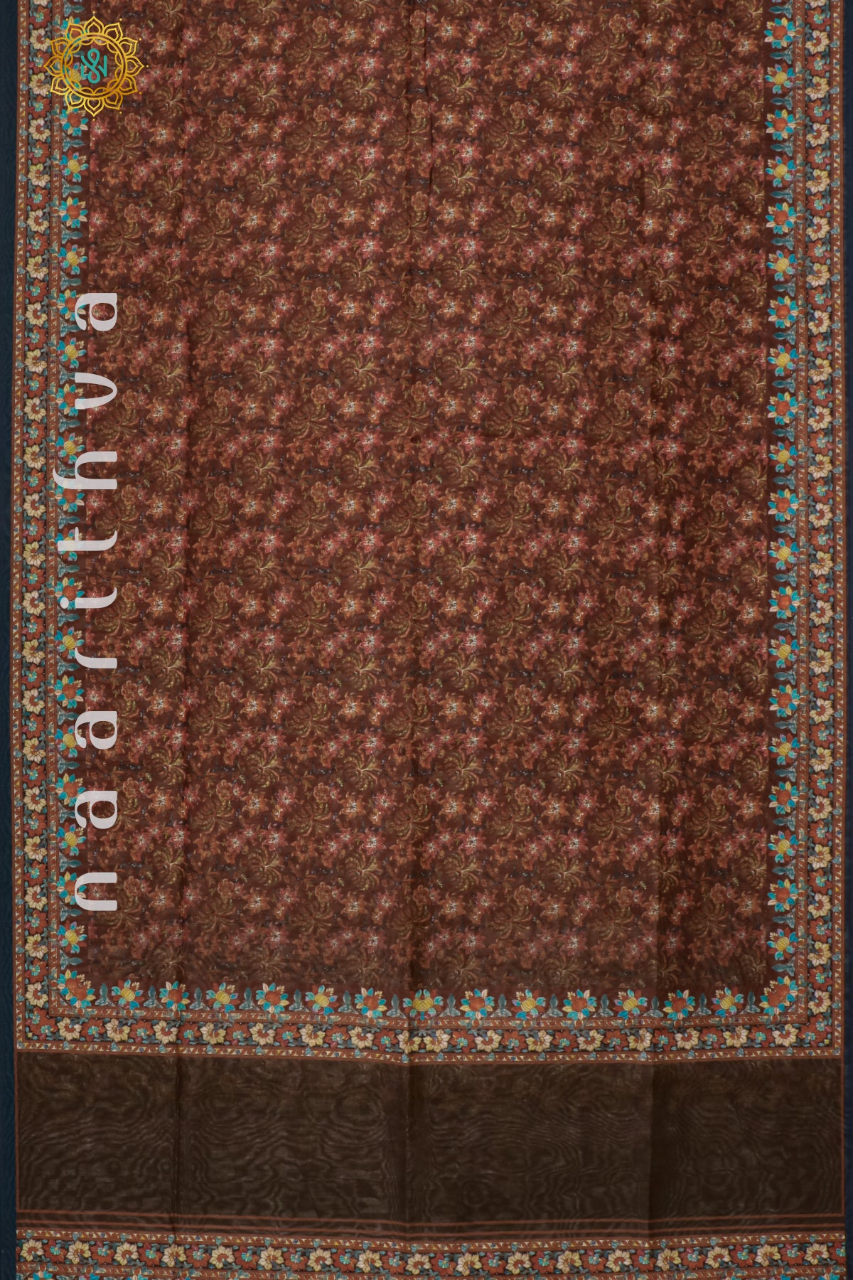 BROWN WITH GREEN - CHANDERI SILK COTTON