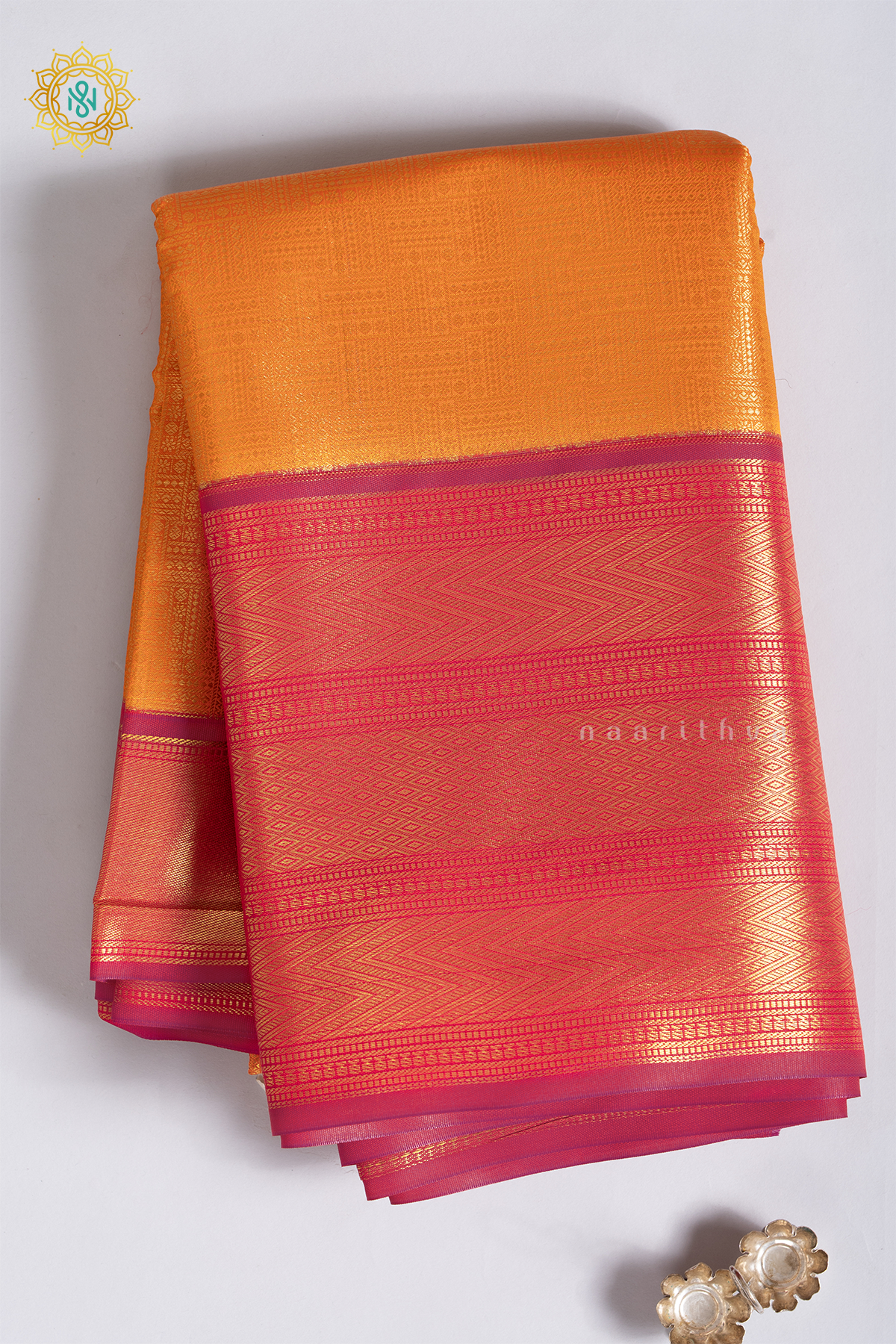 MANGO YELLOW WITH MAROON - SEMI KANCHI