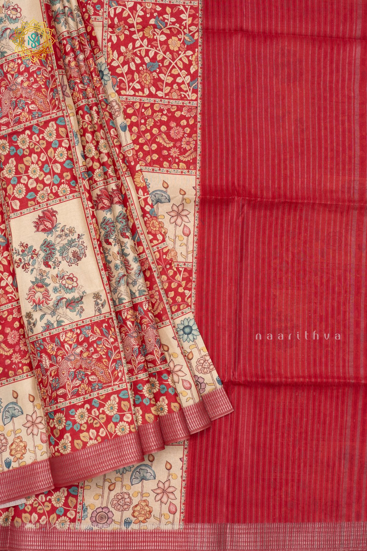 RED - SEMI TUSSAR SILK