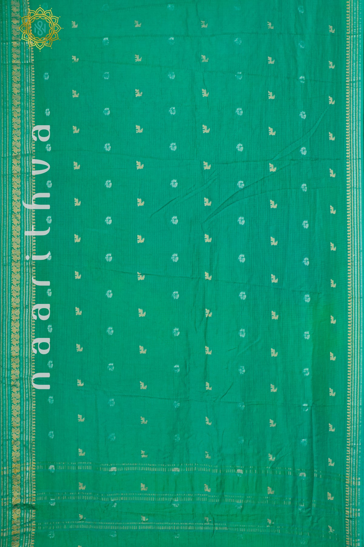 AQUA GREEN WITH NAVY BLUE - DOLA SILK