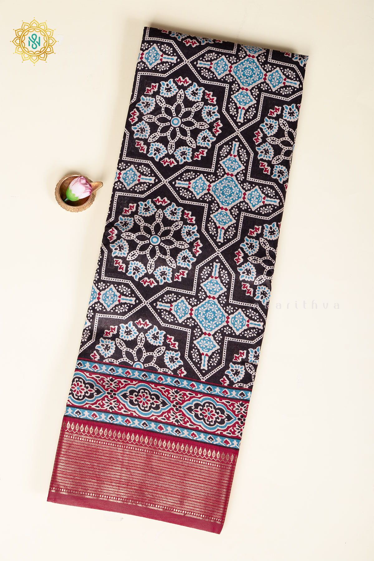 BLACK WITH MAROON - VISCOSE COTTON