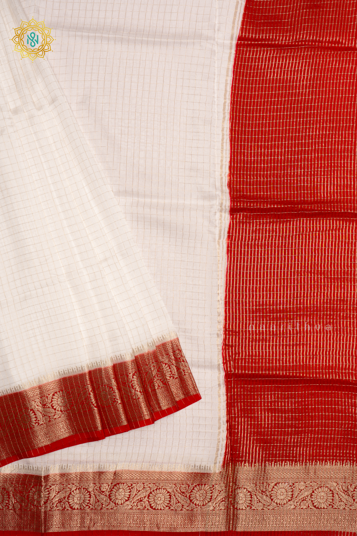 White With Red - Semi Crepe Silk Saree