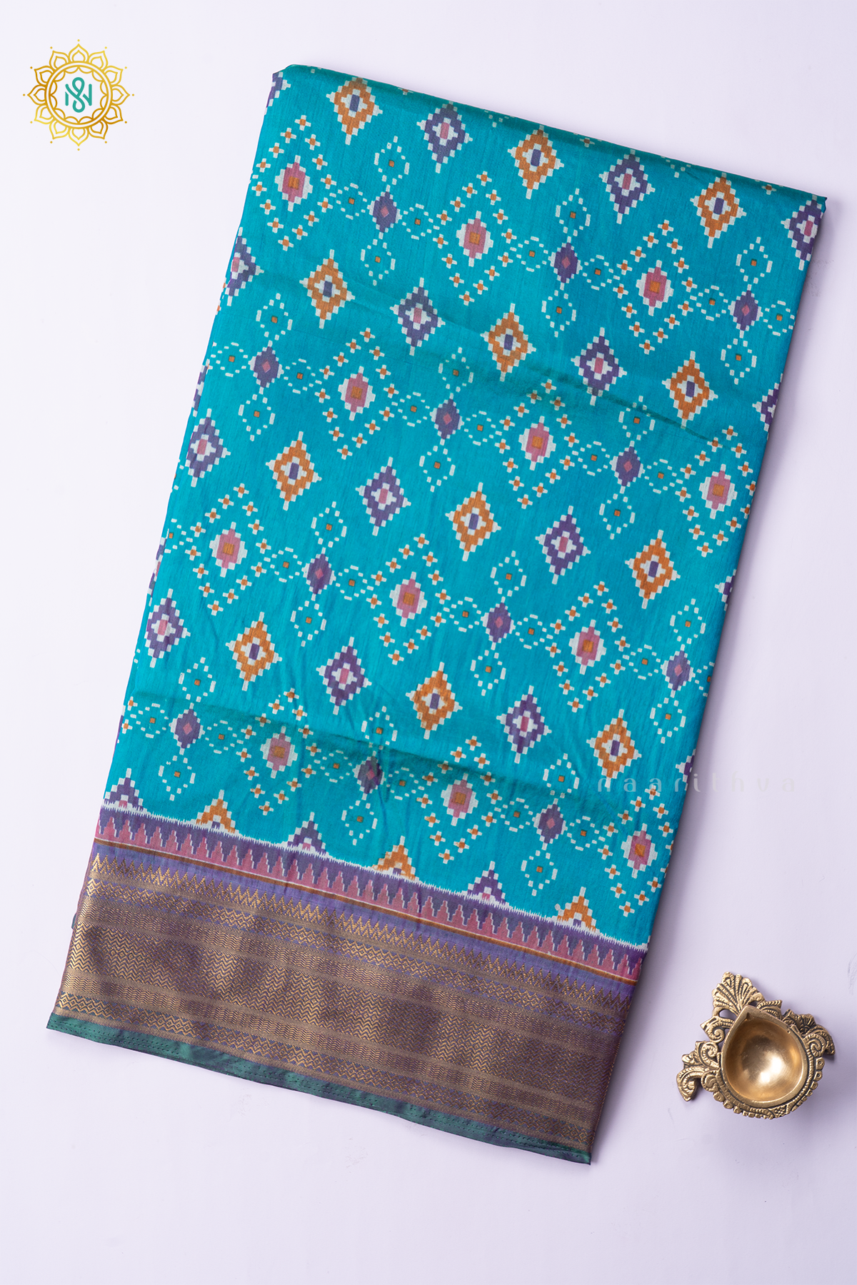 SKY BLUE WITH PURPLE - SEMI PATOLA SILK