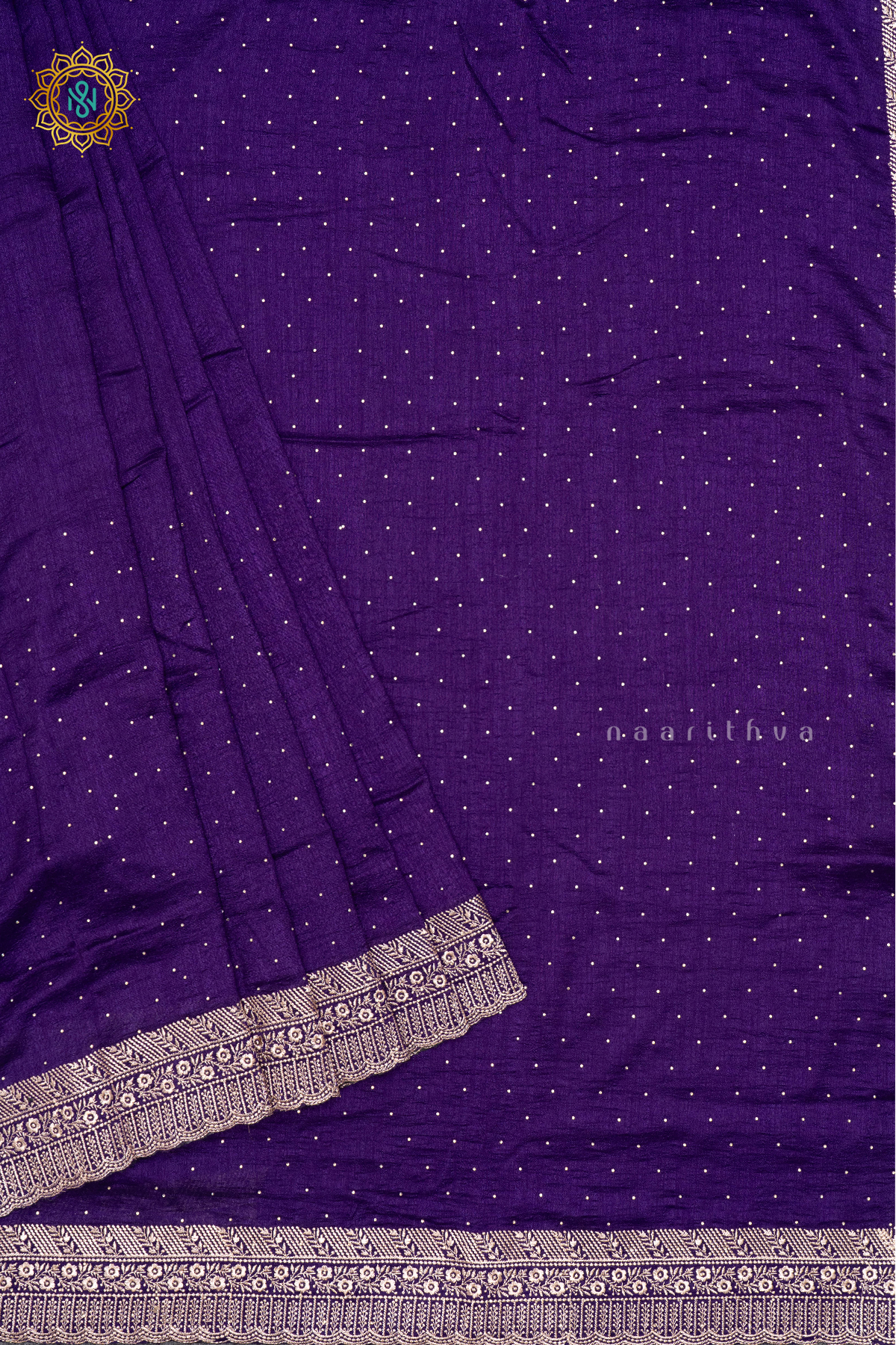 PURPLE WITH YELLOW - PARTY WEAR TUSSAR GEORGETTE