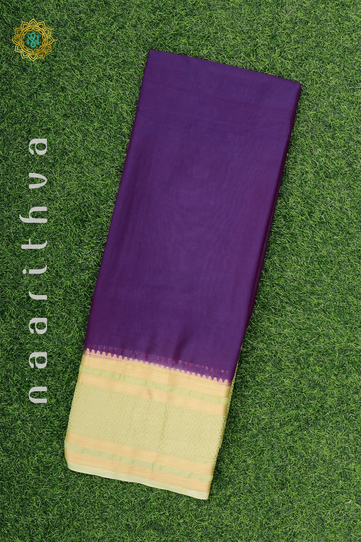 PURPLE WITH PISTA GREEN - SEMI MYSORE CREPE SILK