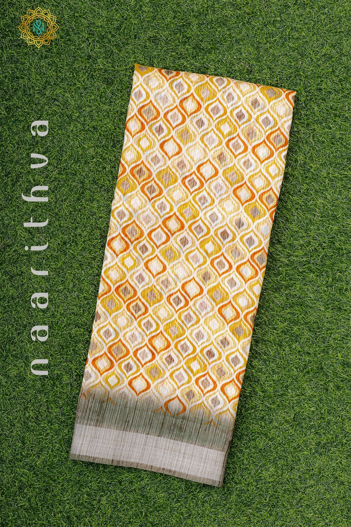 YELLOW WITH GREY - JUTE COTTON