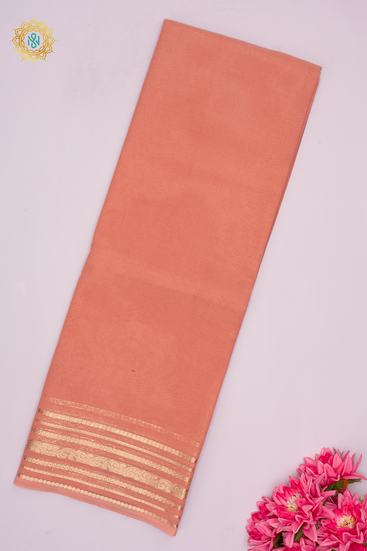 PEACH - SEMI MYSORE CREPE SILK