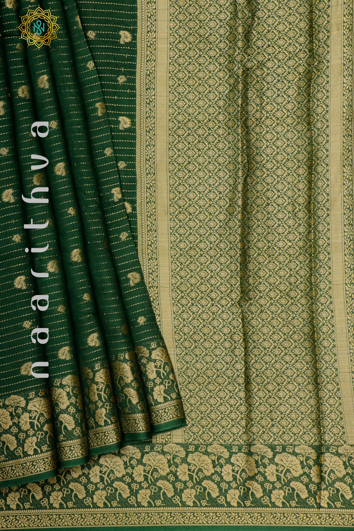 BOTTLE GREEN WITH PARROT GREEN - DOLA SILK