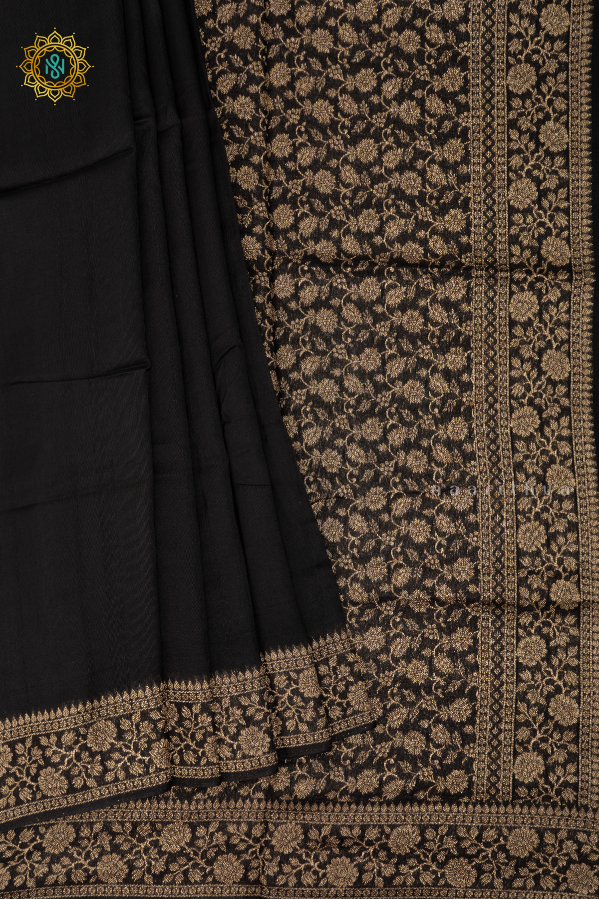 BLACK WITH RED - SEMI TUSSAR SILK