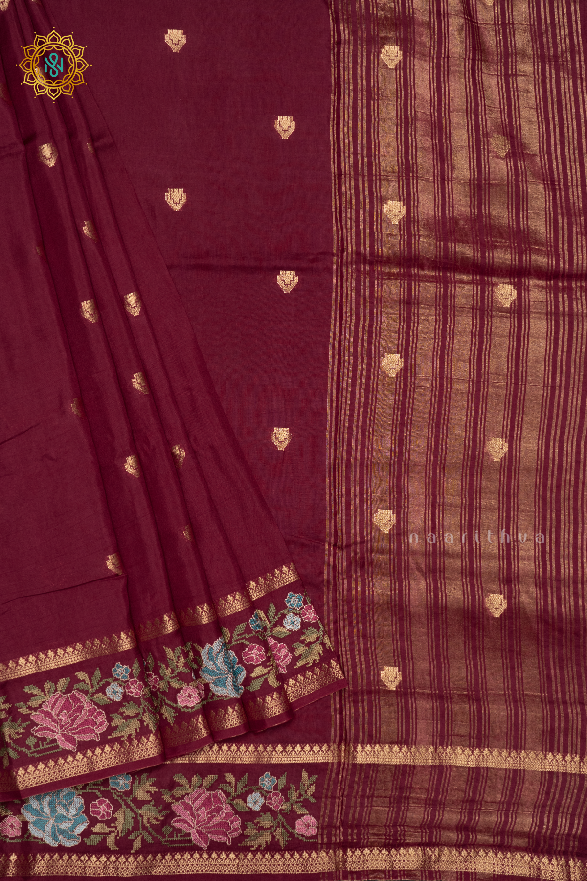 BROWN - SEMI CREPE SILK WITH EMBROIDERY