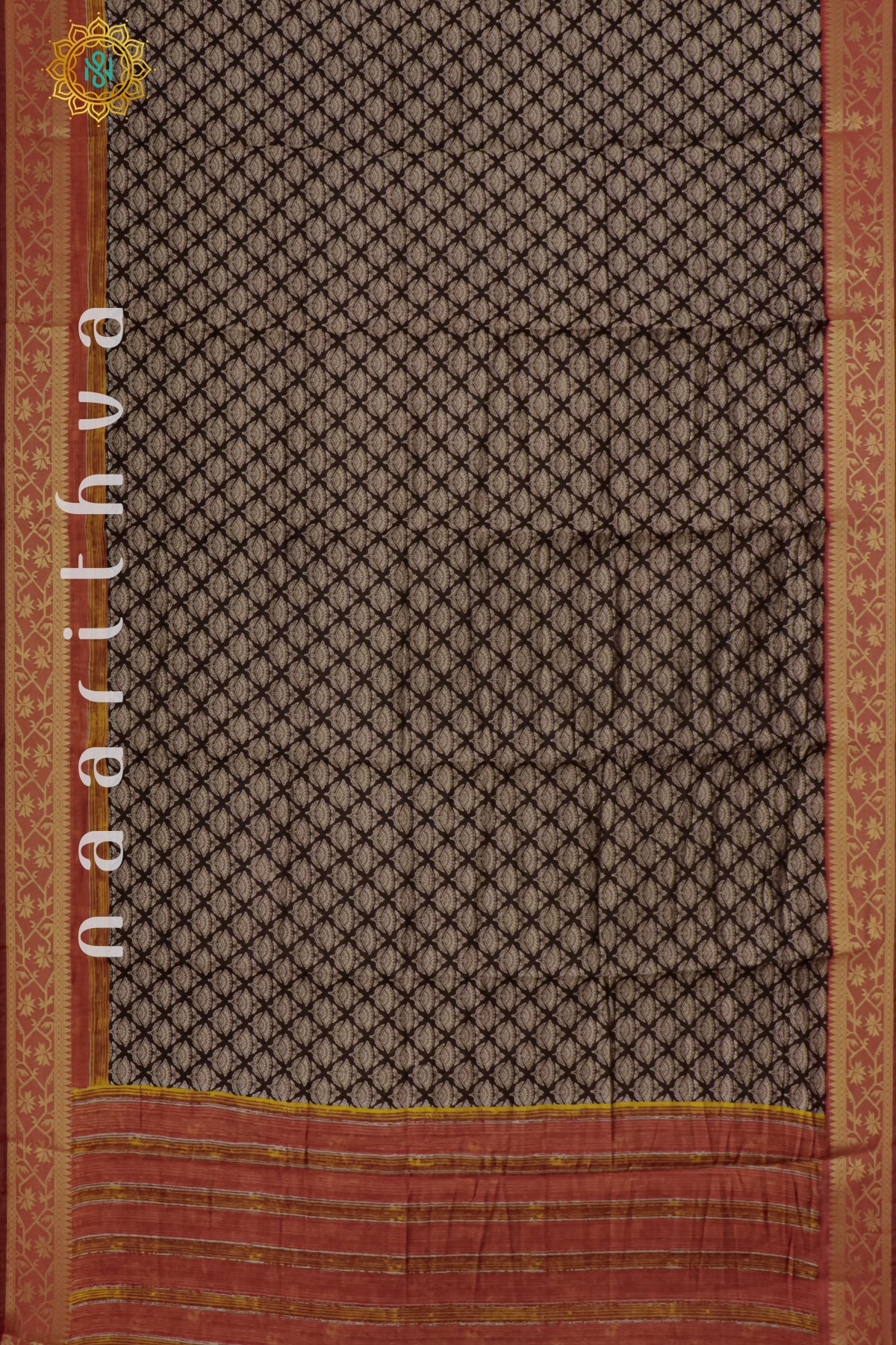 BLACK WITH MAROON - CHANDERI SILK COTTON