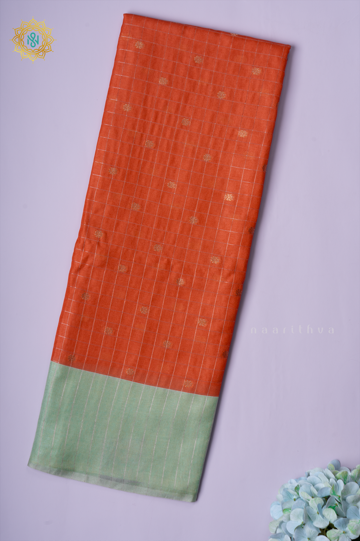 ORANGE WITH PISTA GREEN - SEMI TUSSAR