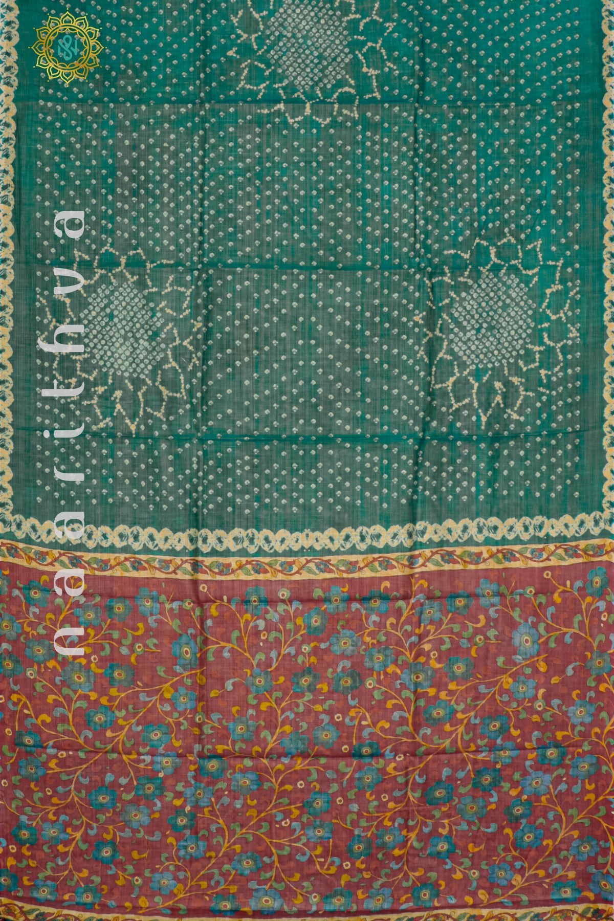 GREEN WITH RED - LINEN TISSUE