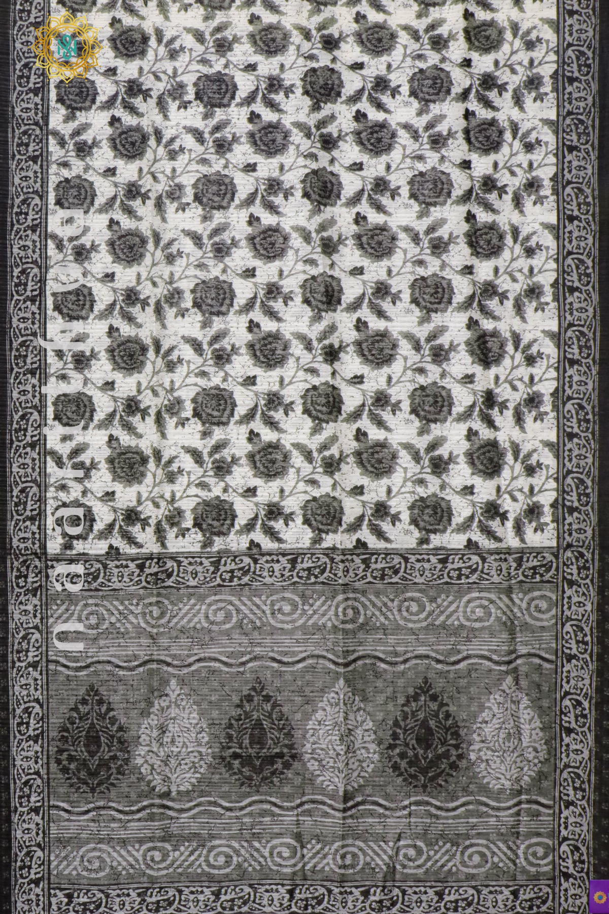 WHITE WITH BLACK - JUTE COTTON