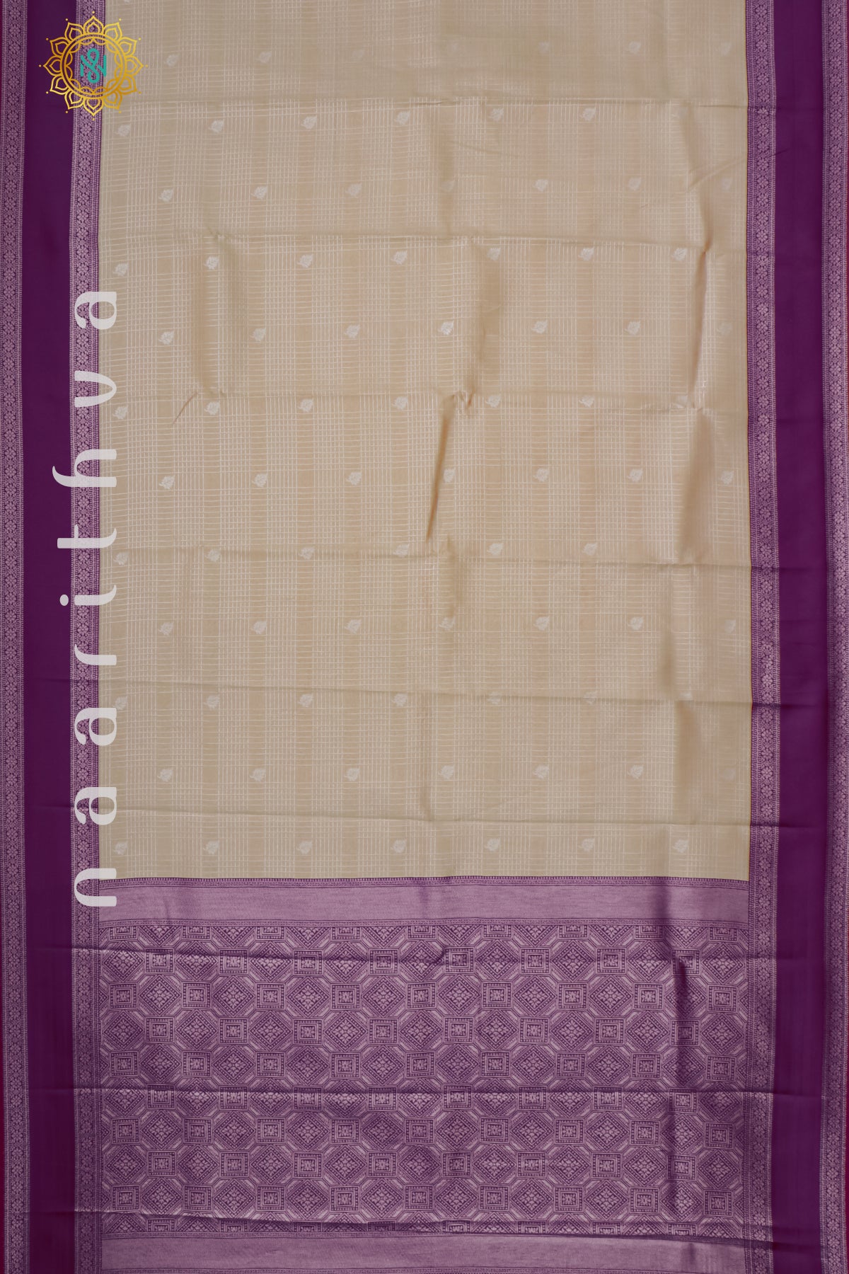 BEIGE WITH PURPLE - SEMI KANCHI