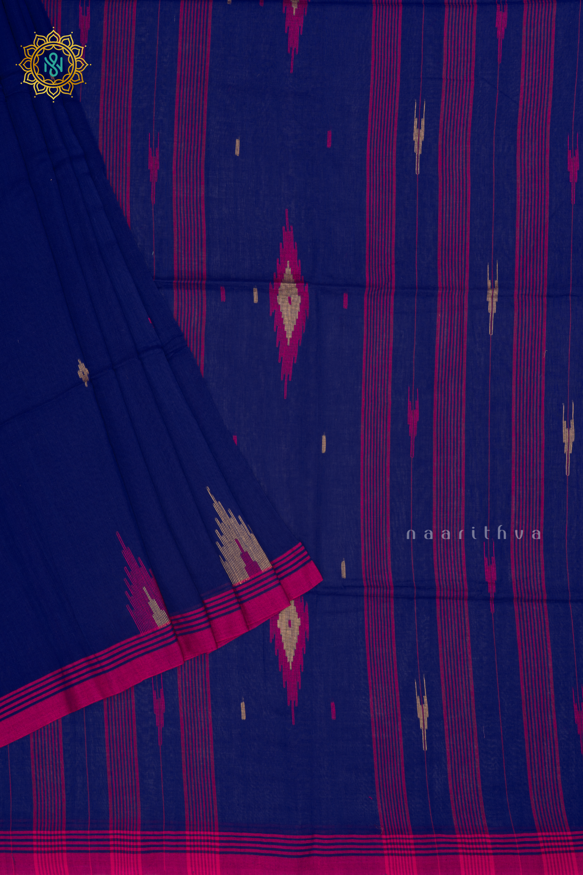 PURPLE - MUL COTTON SAREE ALLOVER THREAD WOVEN BUTTAS AND CONTRAST BORDER
