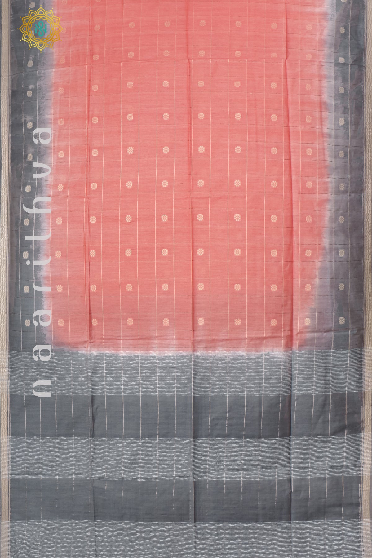 PEACHISH RED WITH GREY - SLUB COTTON