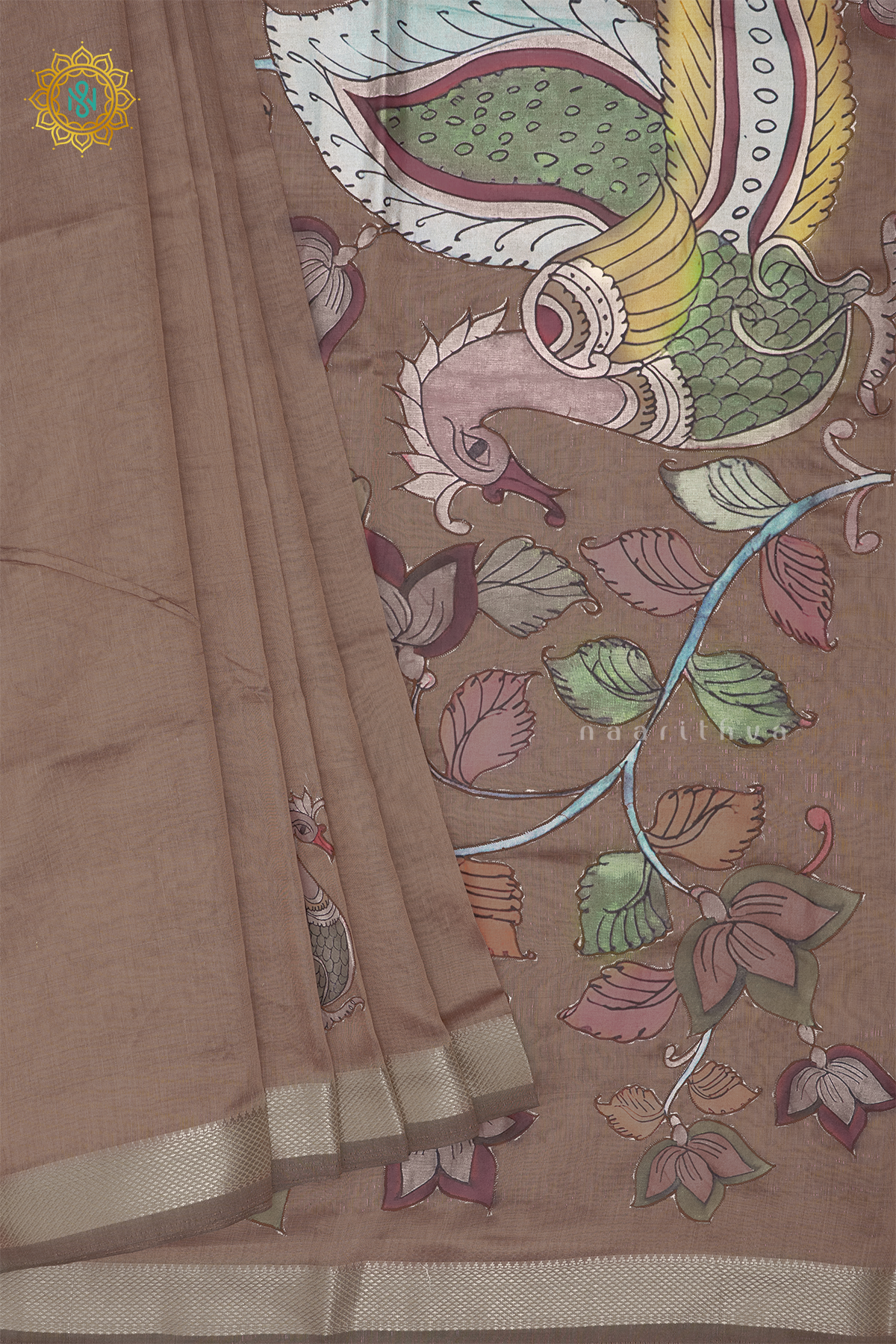 BROWN - SEMI TISSUE WITH APPLIQUE WORK