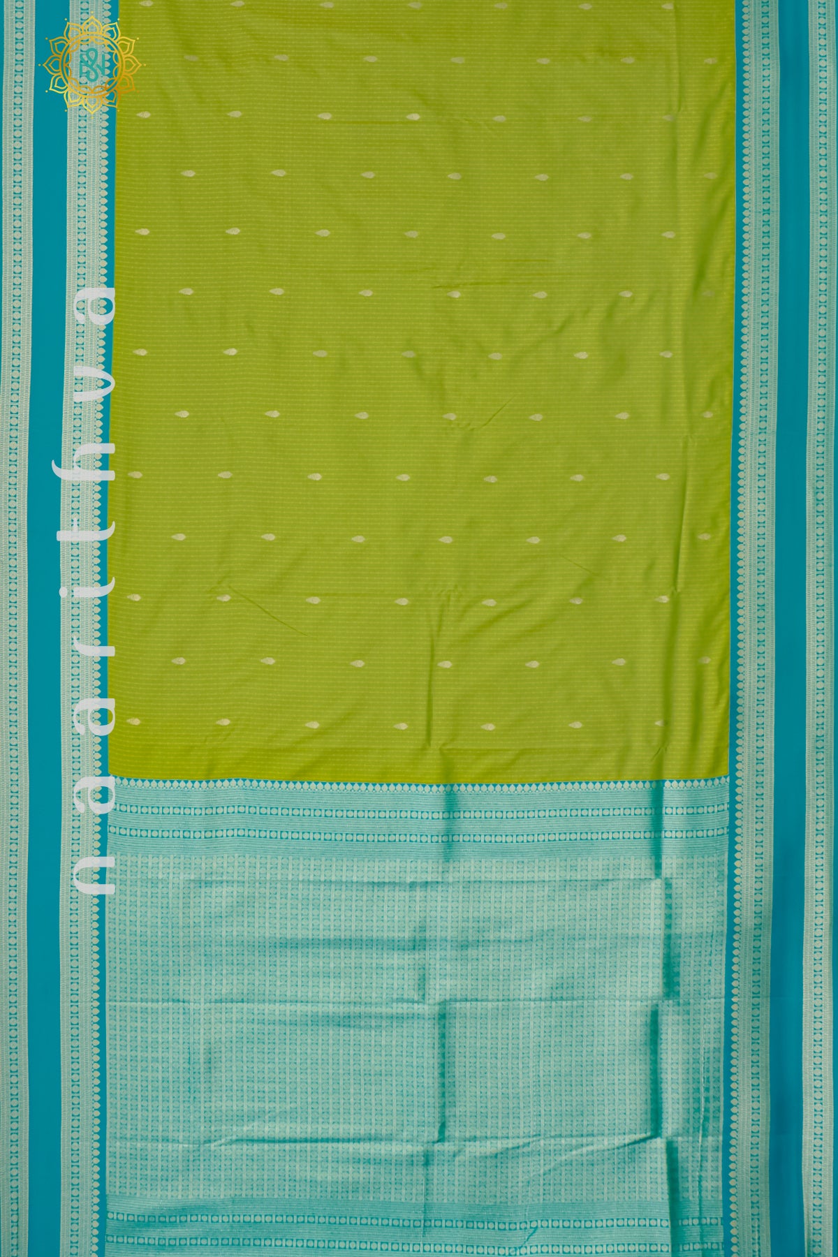 PARROT GREEN WITH AQUA BLUE - SEMI SILK