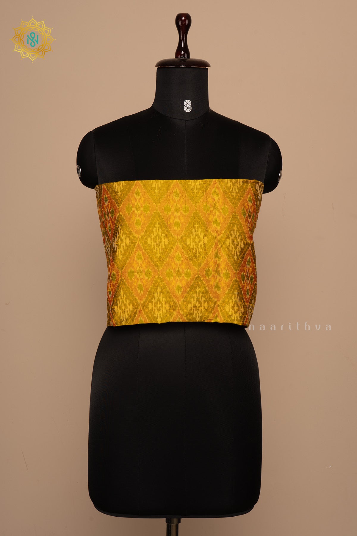 Dual shade of Golden Yellow - Ikkat Woven Pure Silk Blouse Fabric