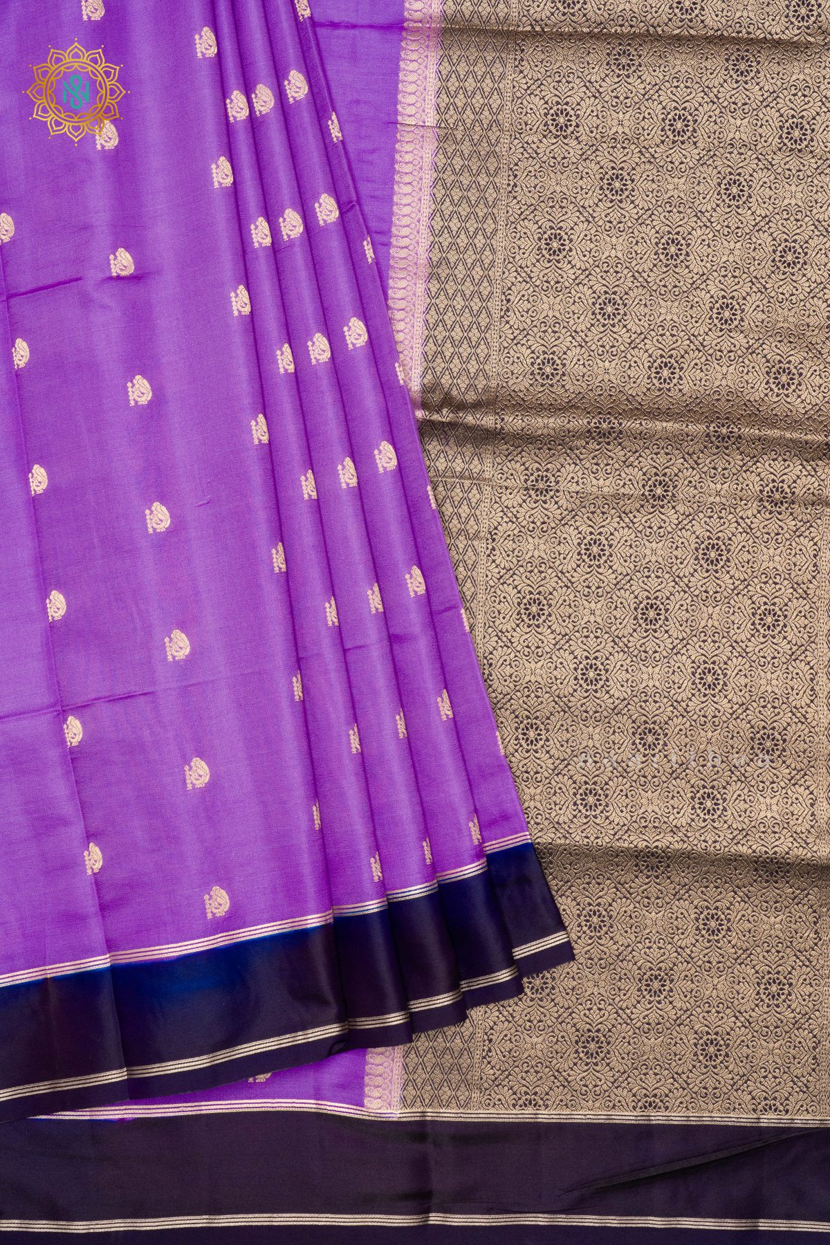 LAVENDER WITH PURPLE - SEMI SILK